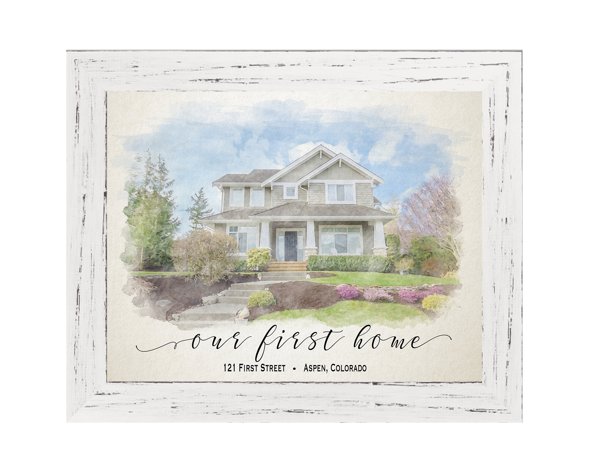 Custom Home Portrait Digital House Painting Housewarming Gift First Home Gift Realtor Closing Gift Custom Digital Watercolor Portrait